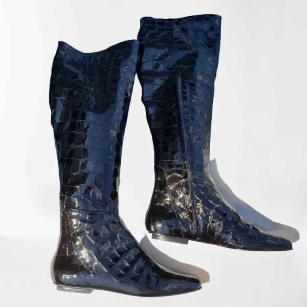 Charles Nolan New York Croc Embossed Boots 8.5